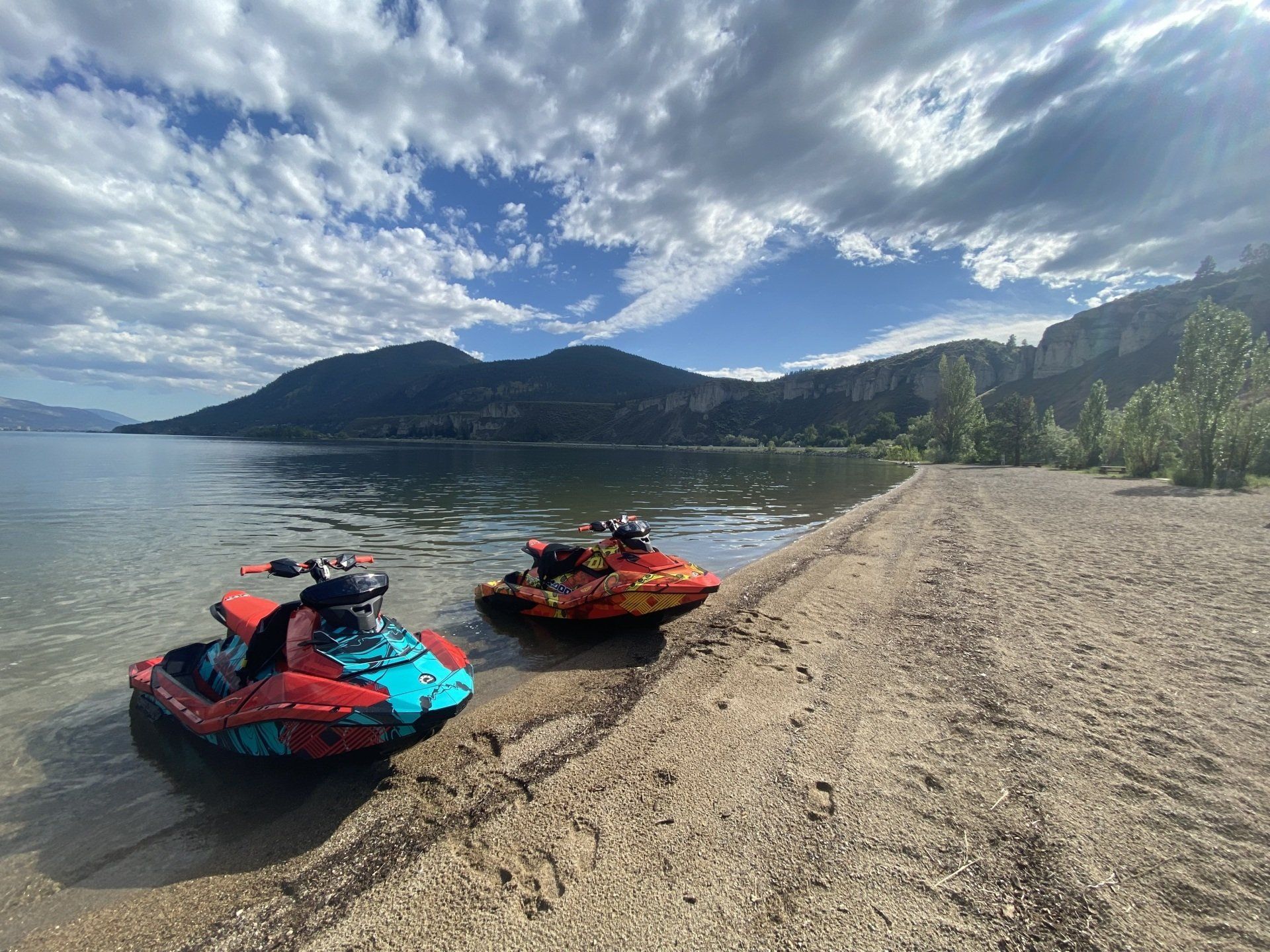 Parked Jet Skis Parked Jet Skis on Lake Okanagan