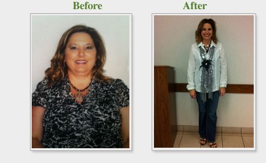 Side-by-side “Before” and “After” photos of a woman, showing a full-body outfit change and weight loss.