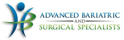 Logo for Advanced Bariatric and Surgical Specialists in blue and green text with stylized human figure