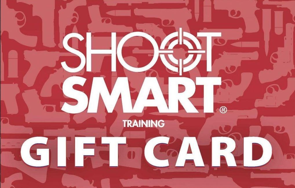 Red Shoot Smart Training gift card with white text on a red patterned background