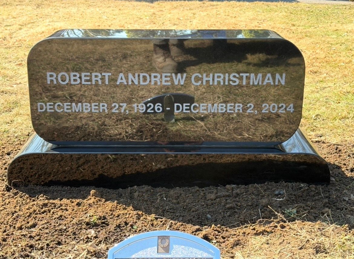 Christman-Boies Jet Black Single Upright Polished 5 Rounded Edges Skinfrosted Lettering Polished Base