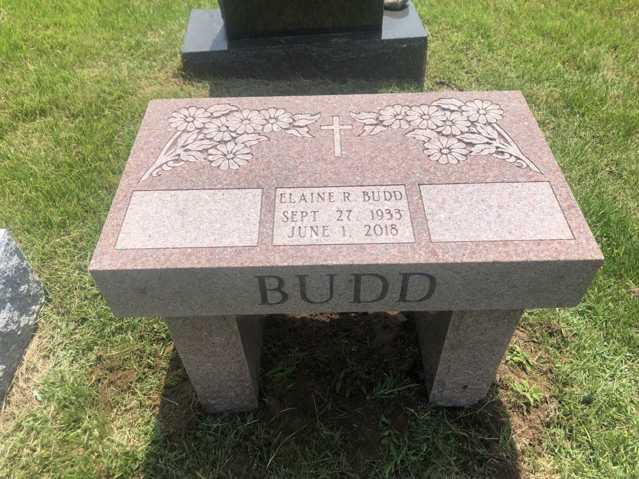 Budd North American Pink FlatCarved Designs Flat Carved Cross Deep Cut Lettering Steeled Sides Rock Pitch Legs