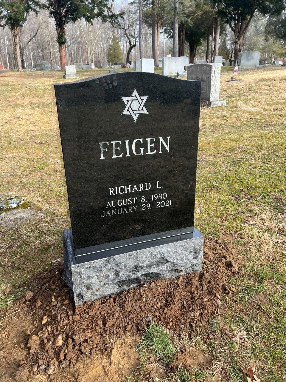 Feigen Jet Black Single Upright Skinfrosted Lettering Polished 5 Serp Top Flat Carved Design