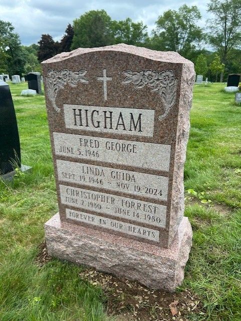 Higham Pink Granite Shape Carved Florals Deep Cut Lettering Serp Top Polished 2 BRP Sides