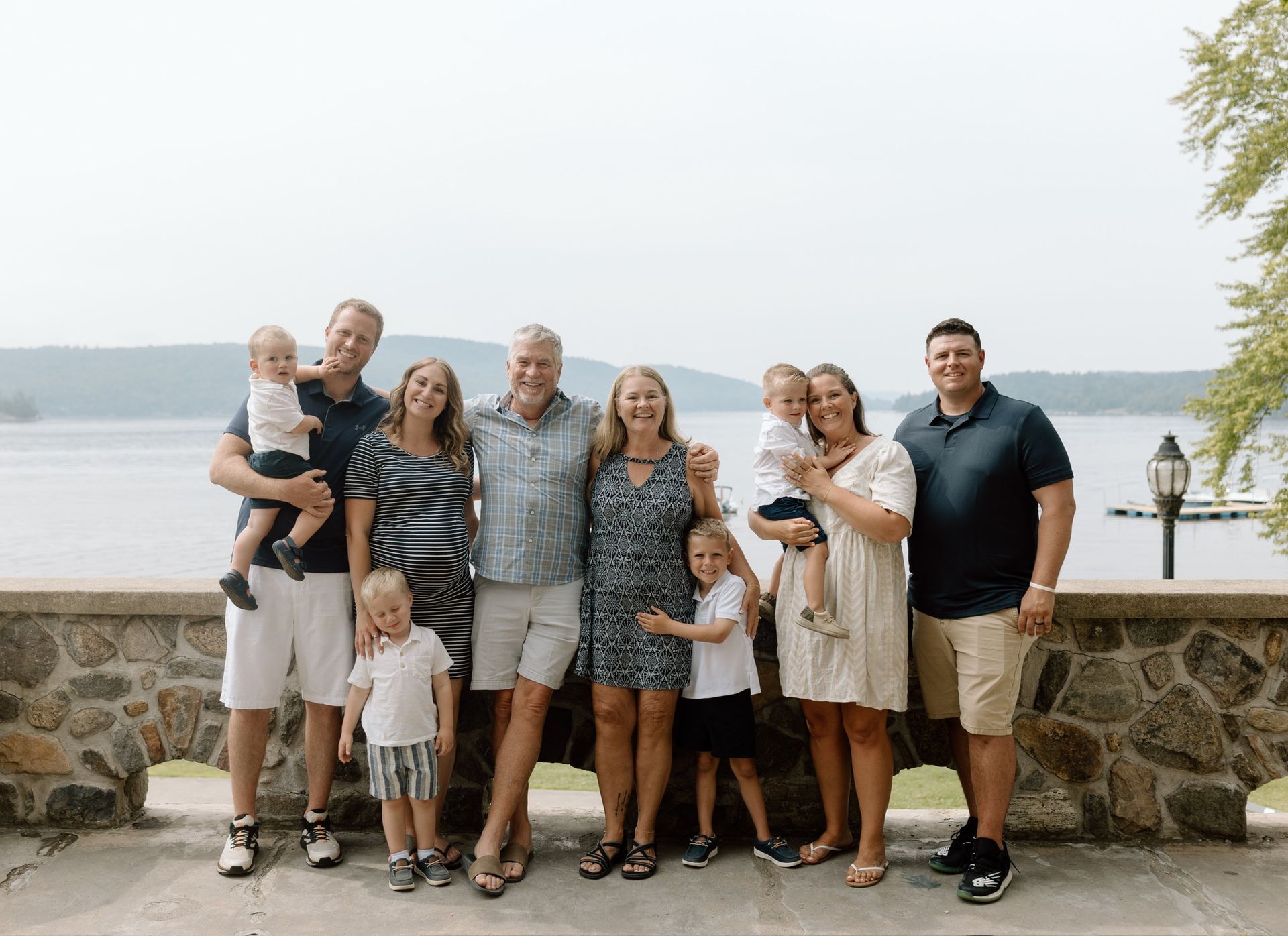 A photo of the family which shows all the kids and the grandkids. 3 generations