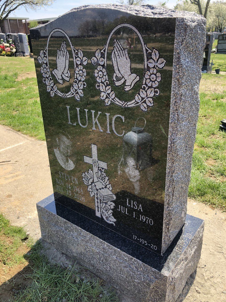 Lukic Impala Black Polished 2 BRP Side Serp Top Skinfrosted Lettering Shape Carved Florals Etching Flat Carved Design