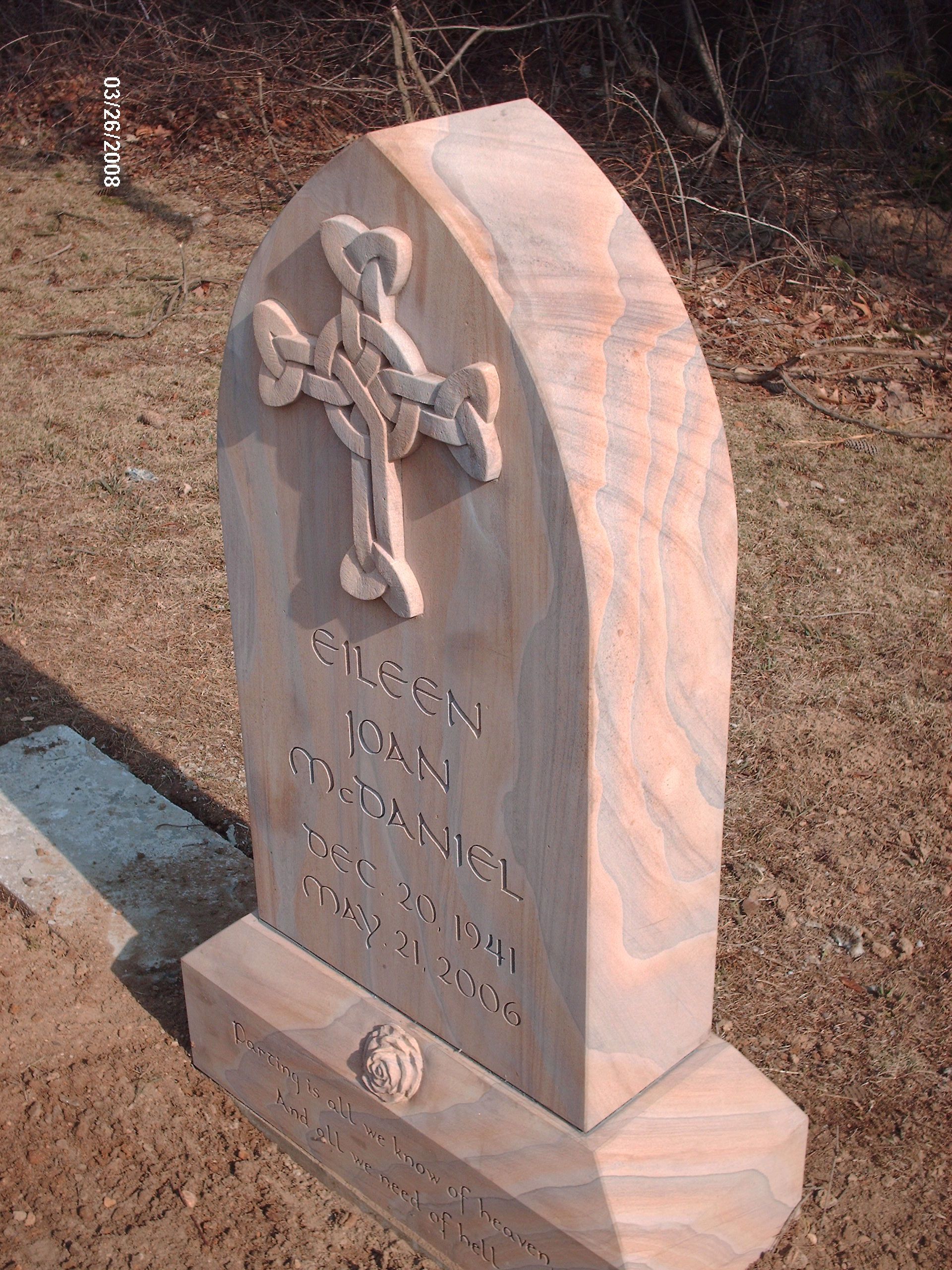 McDaniel Steeled 5 Marble Raised Cross Design Deep Cut Lettering Chamfer Base