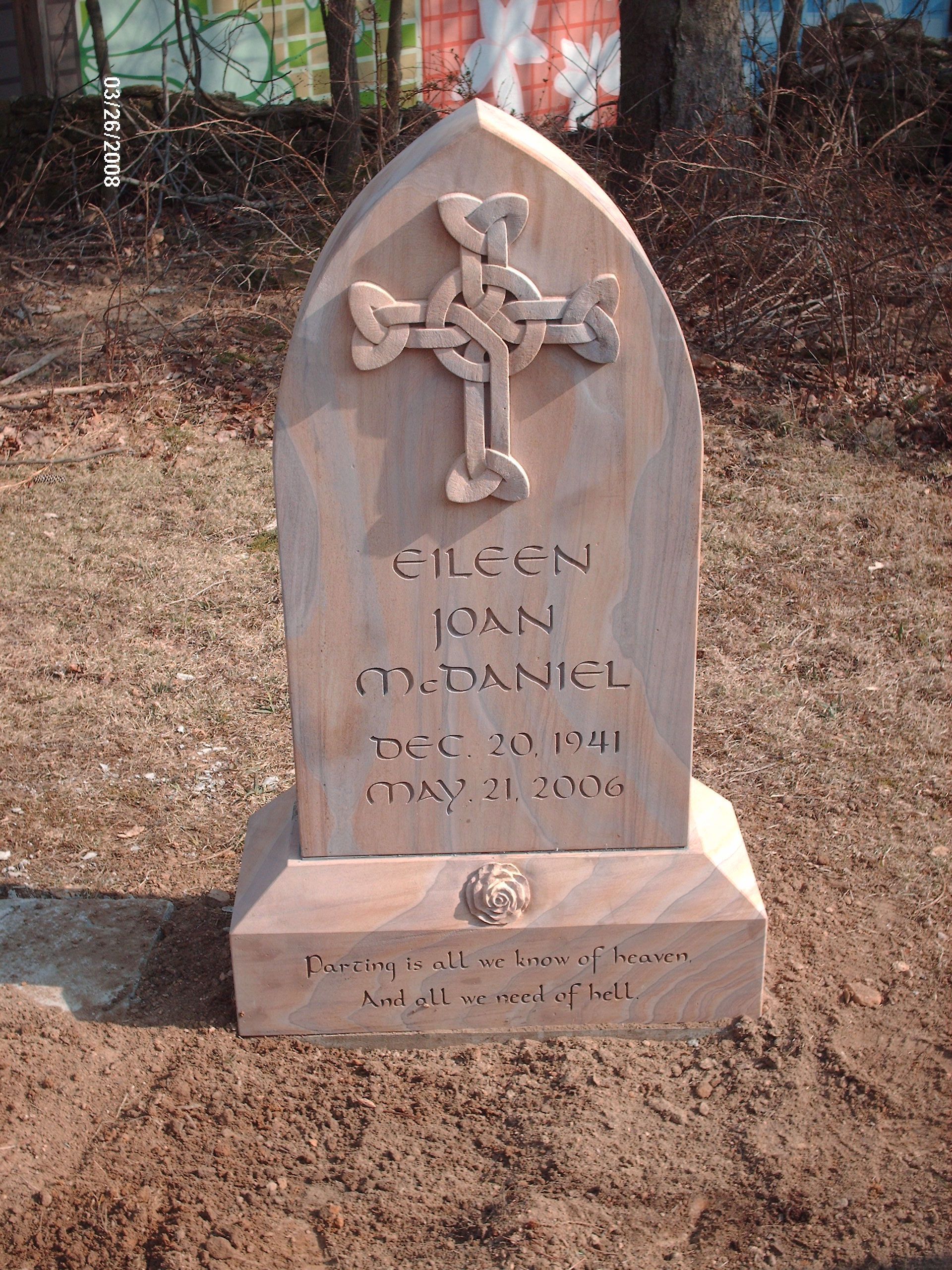 McDaniel Steeled 5 Marble Raised Cross Design Deep Cut Lettering Chamfer Base