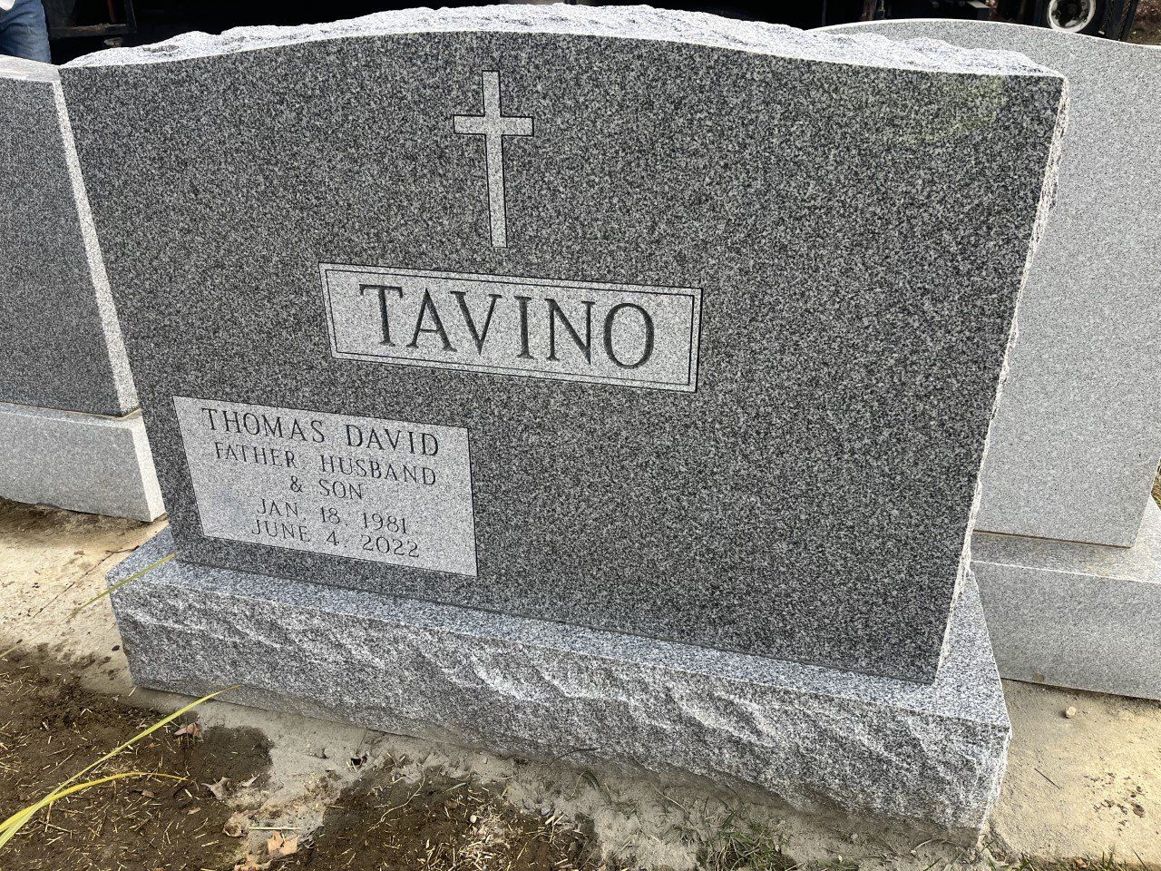 Tavino Barre Grey Double Wide Upright Polished 2 BRP Sides Serp Top Deep Cut Lettering