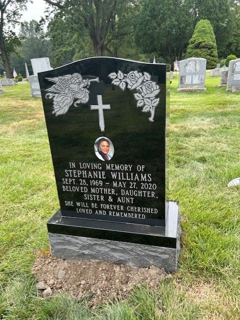 Williams Jet Black Flat Carved Florals Serp Top Polished 5 Polished Margin Porcelain Photo Skin Frosted Lettering