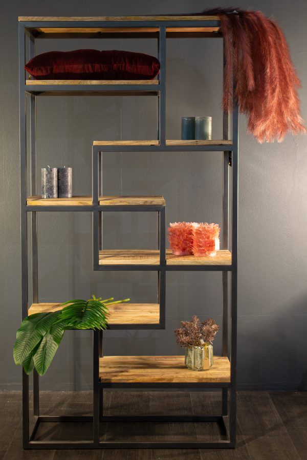 Boekenkast Alkmaar van Mangohout & Zwart Metaal – 180x40x90 cm