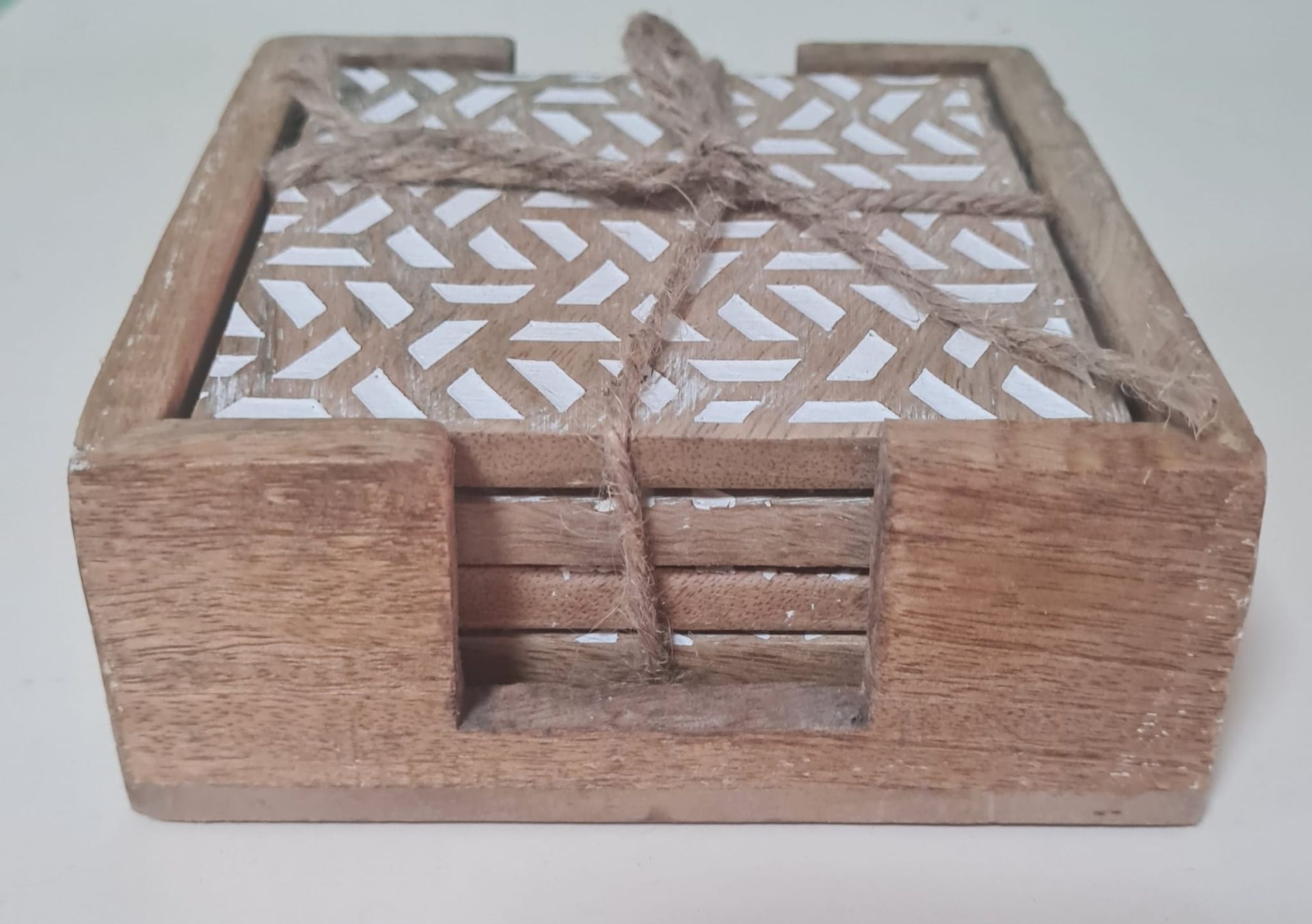 Houten onderzetters set van 4 stuks