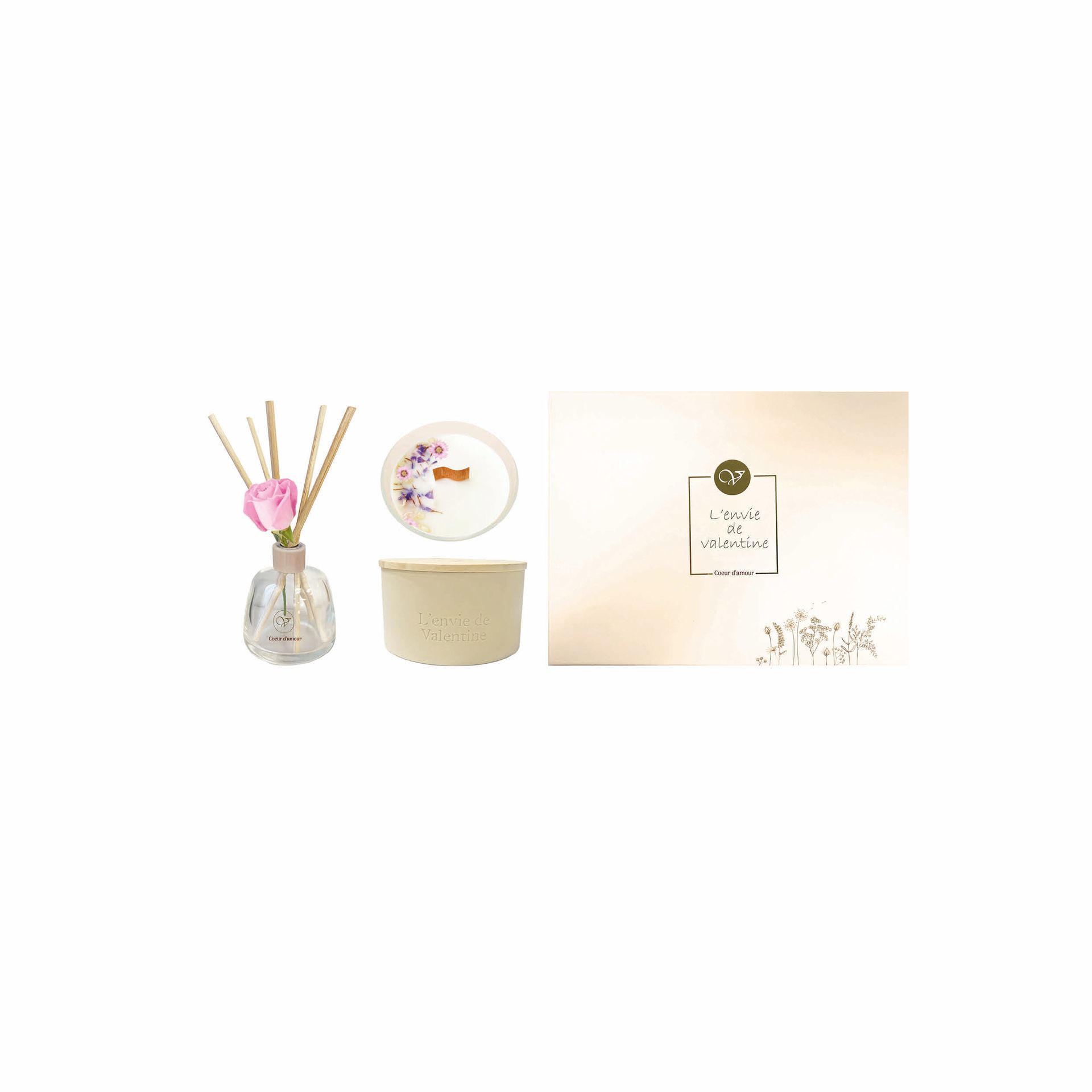 Lenvie de Valentine Cadeaubox (Geurkaars 250g +150ml diffuser)Lila Lou