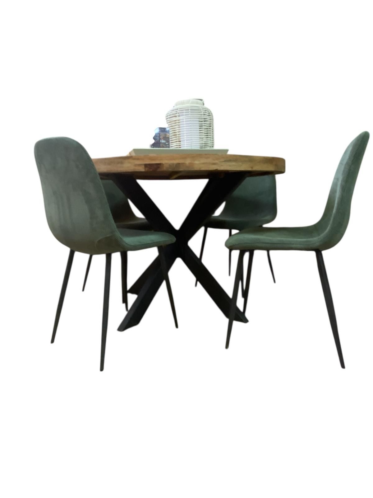 Set prijs tafel Wehl & 4 Camden eetkamerstoelen (groen)
