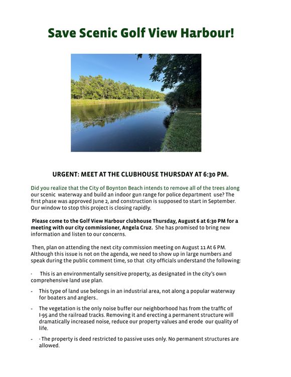 flyer to save Golfview Harbour