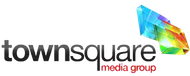 Townsquare Media Group logo with black text and a colorful faceted shape