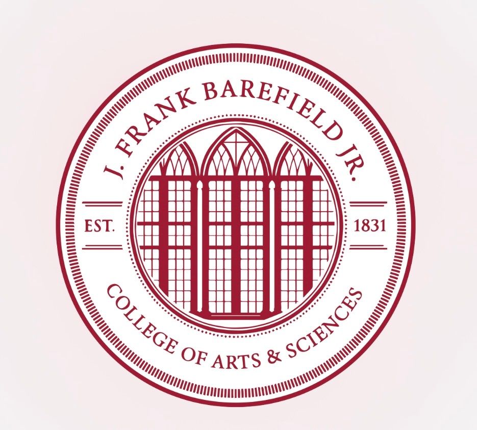 J. Frank Barefield Jr. College of Arts & Sciences maroon seal with arched window emblem and “EST. 1831”