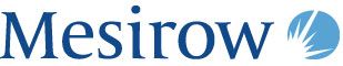 Mesirov logo with blue text and a blue circular icon