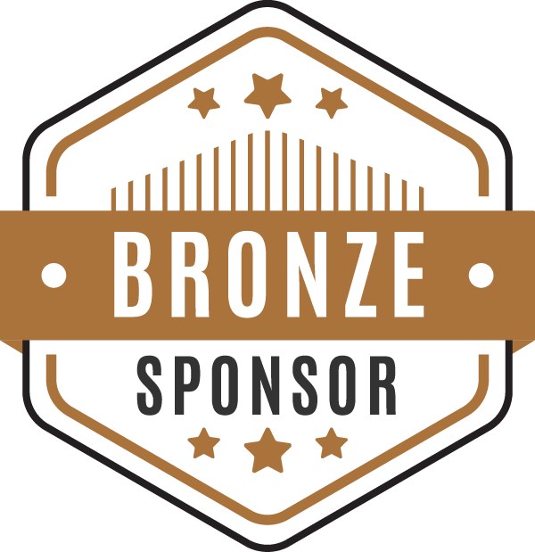 Bronze Sponsor badge with brown and black elements and stars.