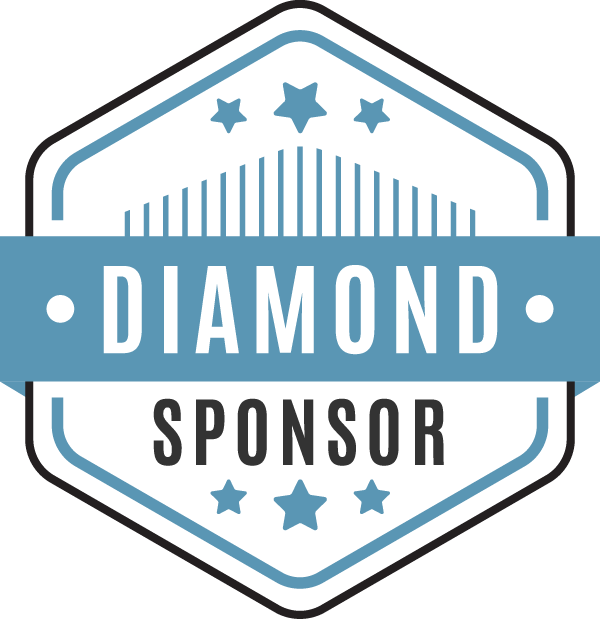 Diamond Sponsor badge with blue and white accents, featuring stars and text.