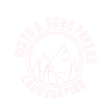 Circular logo reading “Six Tuque Sonc Payers Landscaping” with a mountain and tree outline in pale pink.