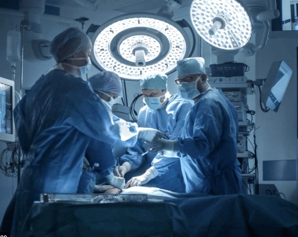 Surgical team at work in an operating room
