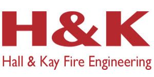 The logo for h & k hall & kay fire engineering