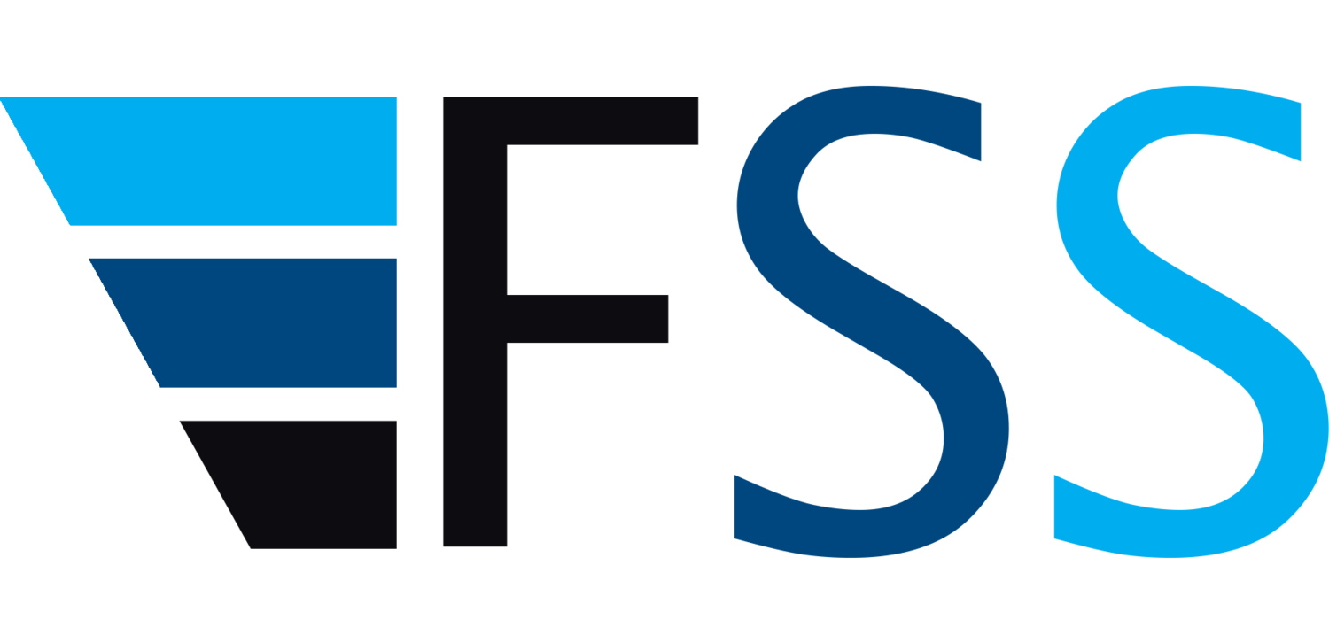 A blue and black logo for a company called fss