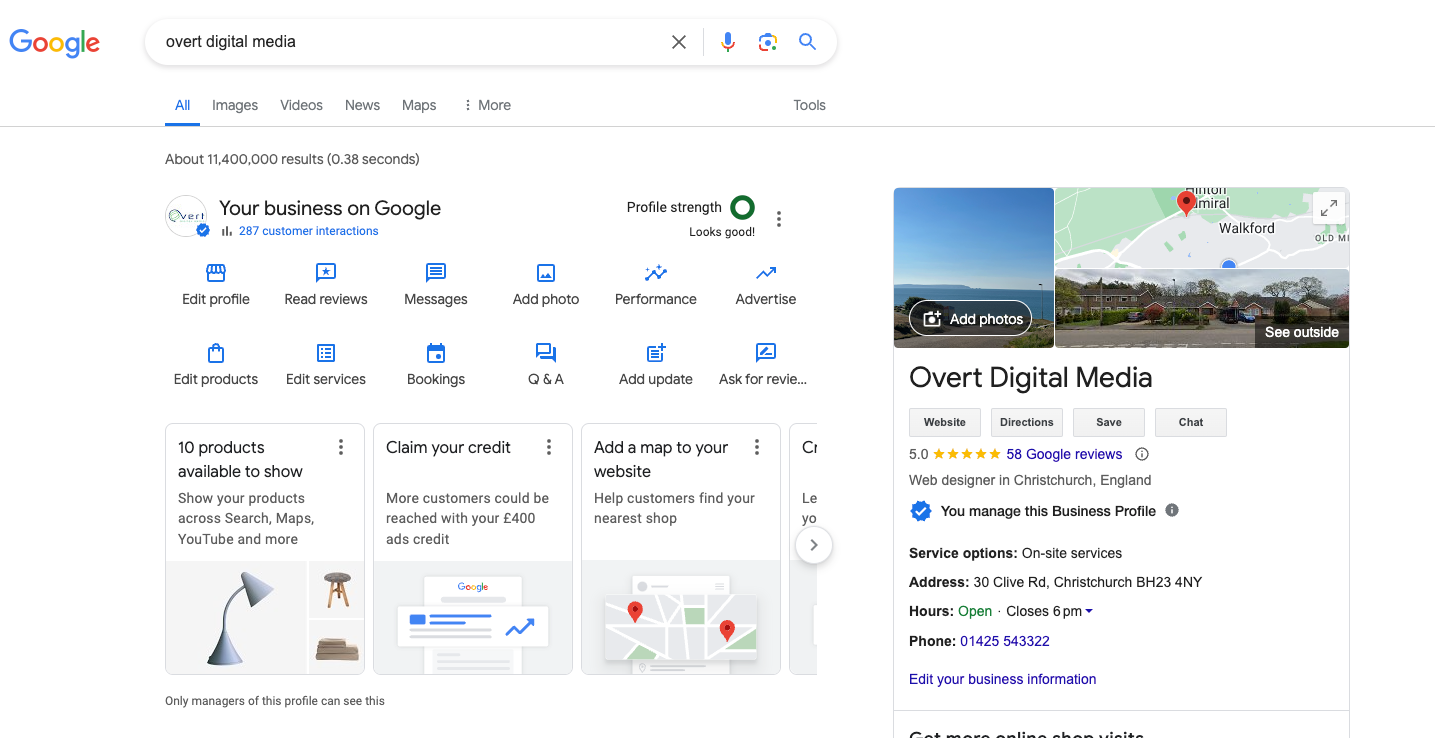 A screenshot of a Google Business Profile for an SEO agency that specialises in Local SEO services