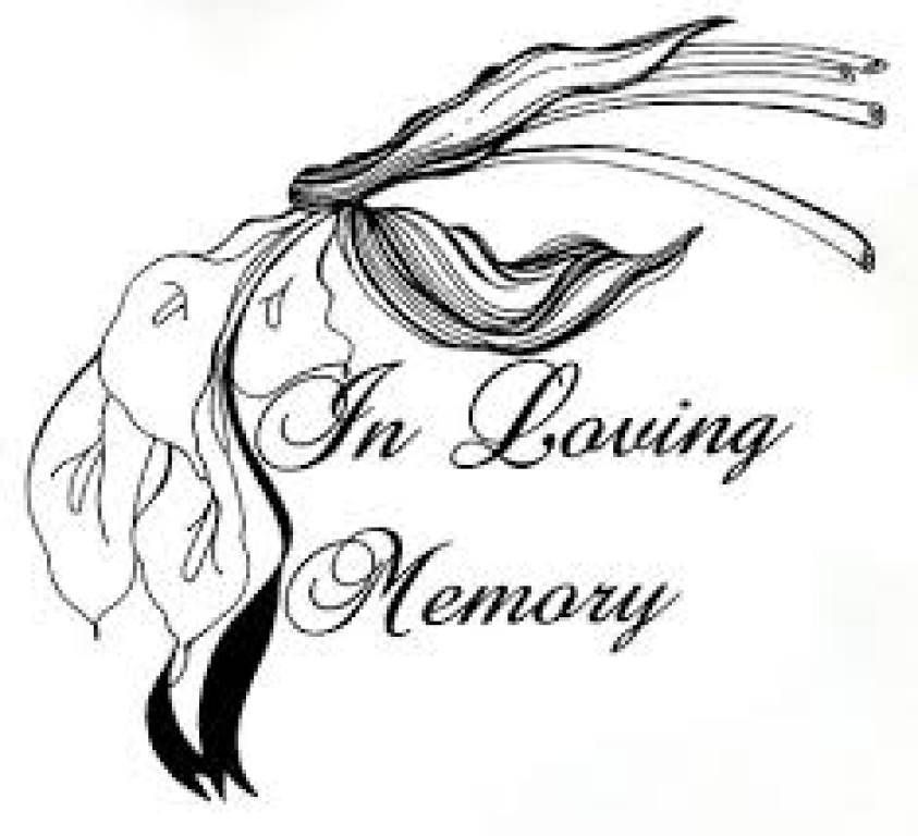 Black-and-white memorial ribbon flower with “In Loving Memory” text