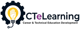 CTeLearning logo with a black gear, lightbulb, and orange hand icon; &ldquo;Career & Technical Education Development&rdquo; text