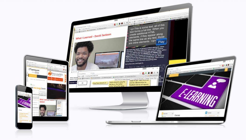 Responsive website displayed on desktop, laptop, tablet, and phone screens