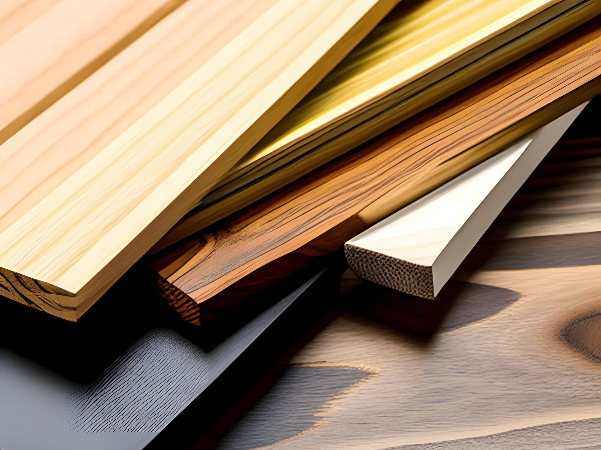 A selection of woods used for furniture making
