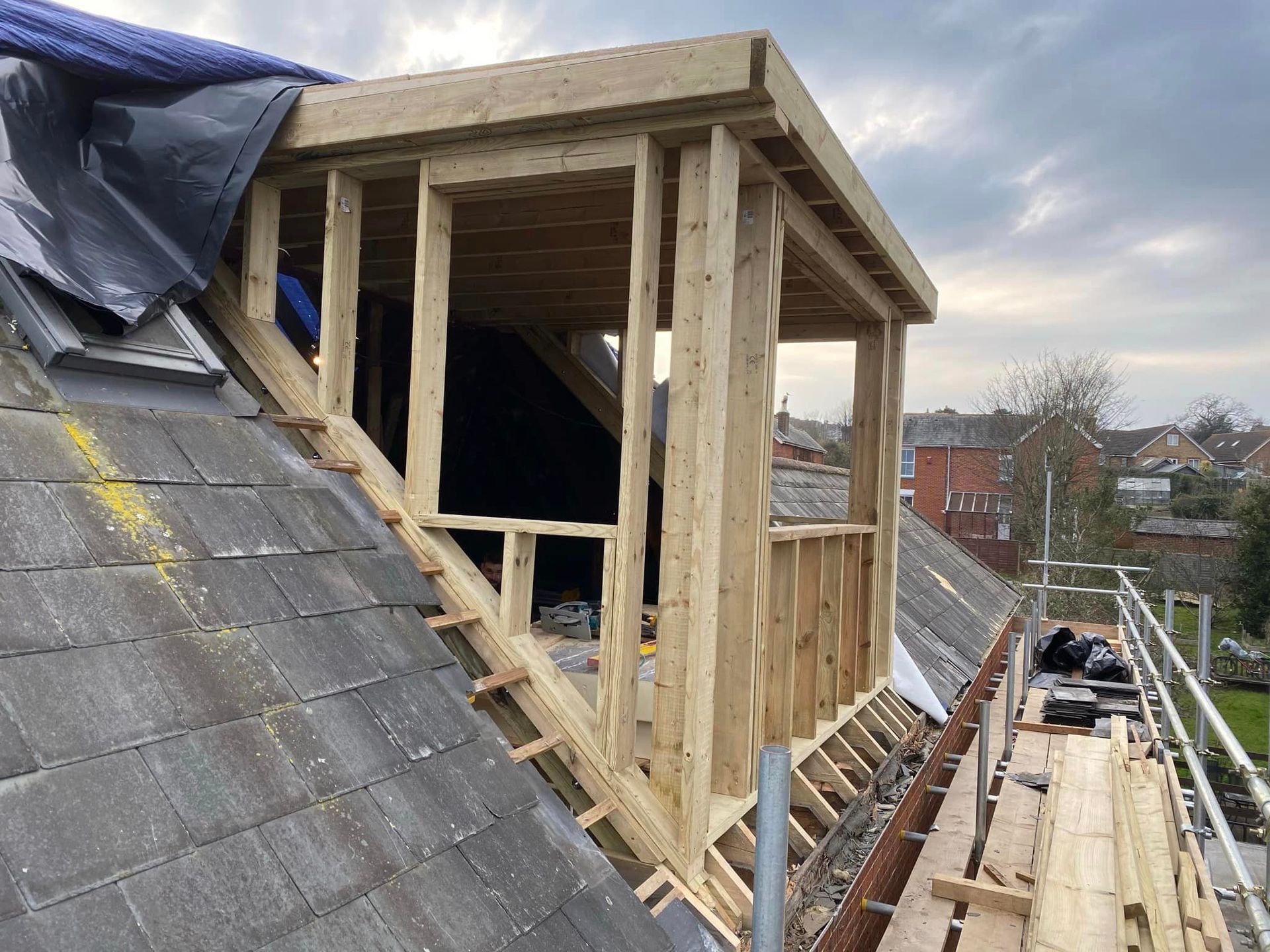 A dormer under construction