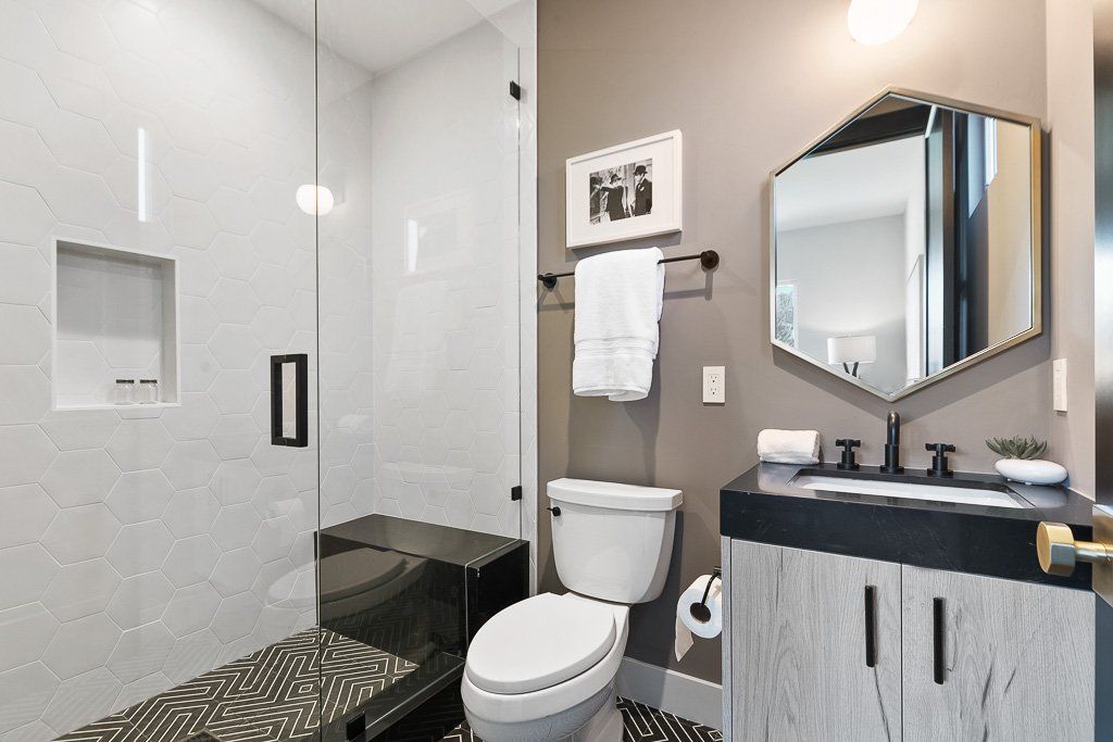 Bathroom shower door and vanity remodel in Irvine, CA
