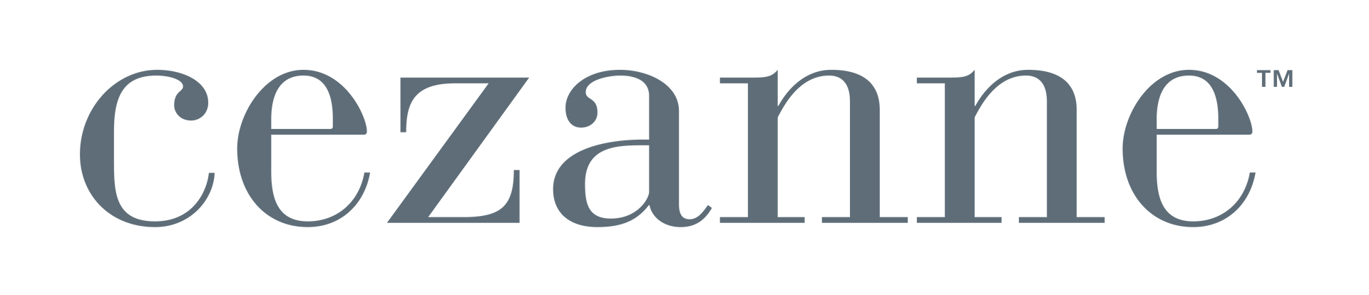 Cezanne logo in a dark gray serif font with a superscript 