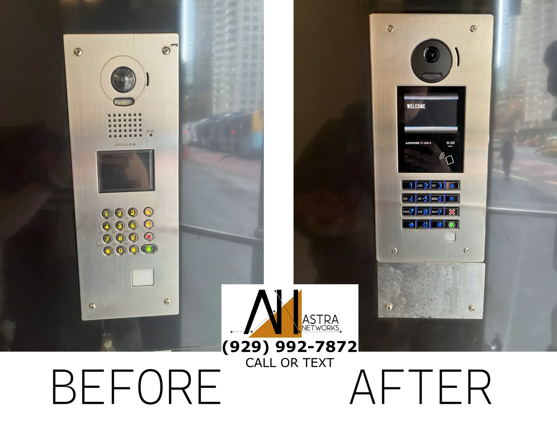 A before and after picture of a security system