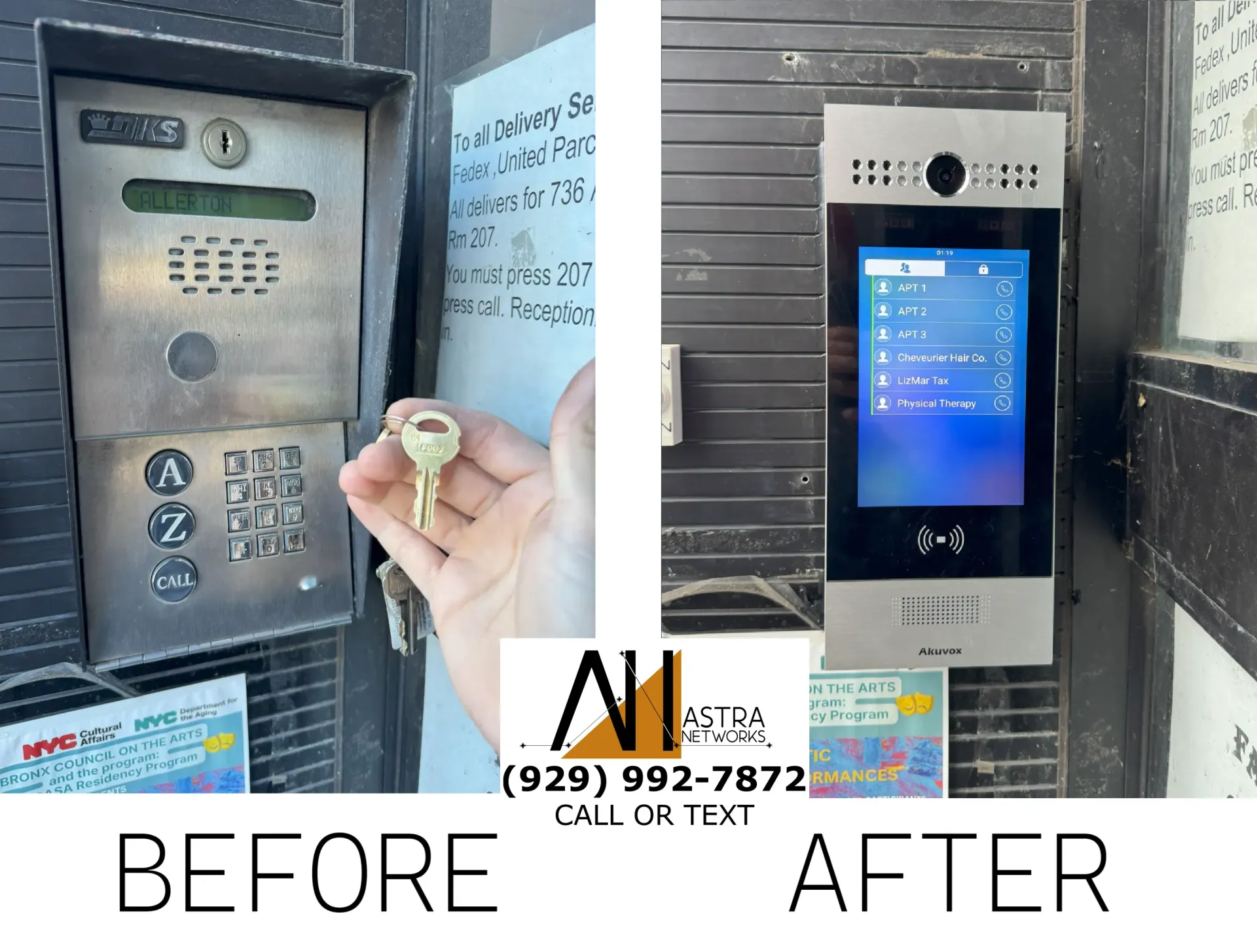 A before and after photo of a keypad