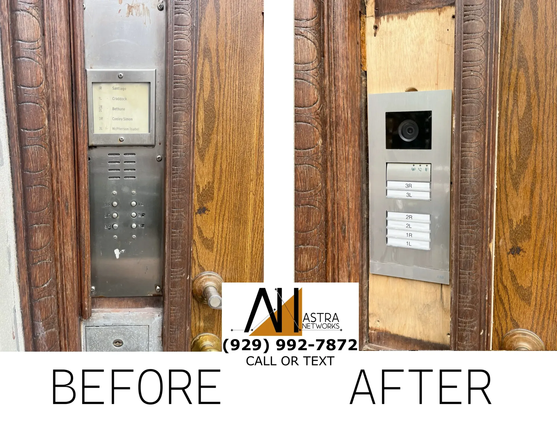 A before and after picture of a security system