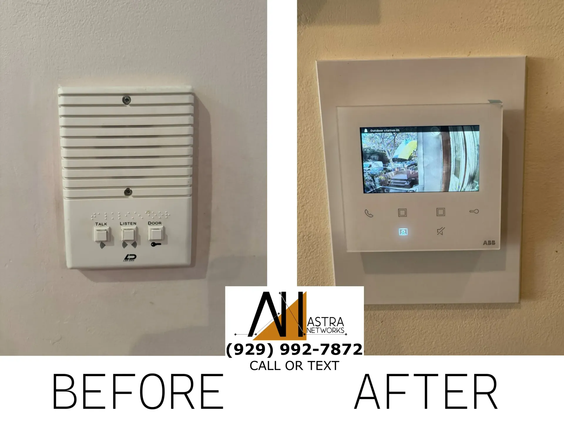 A before and after picture of a security system