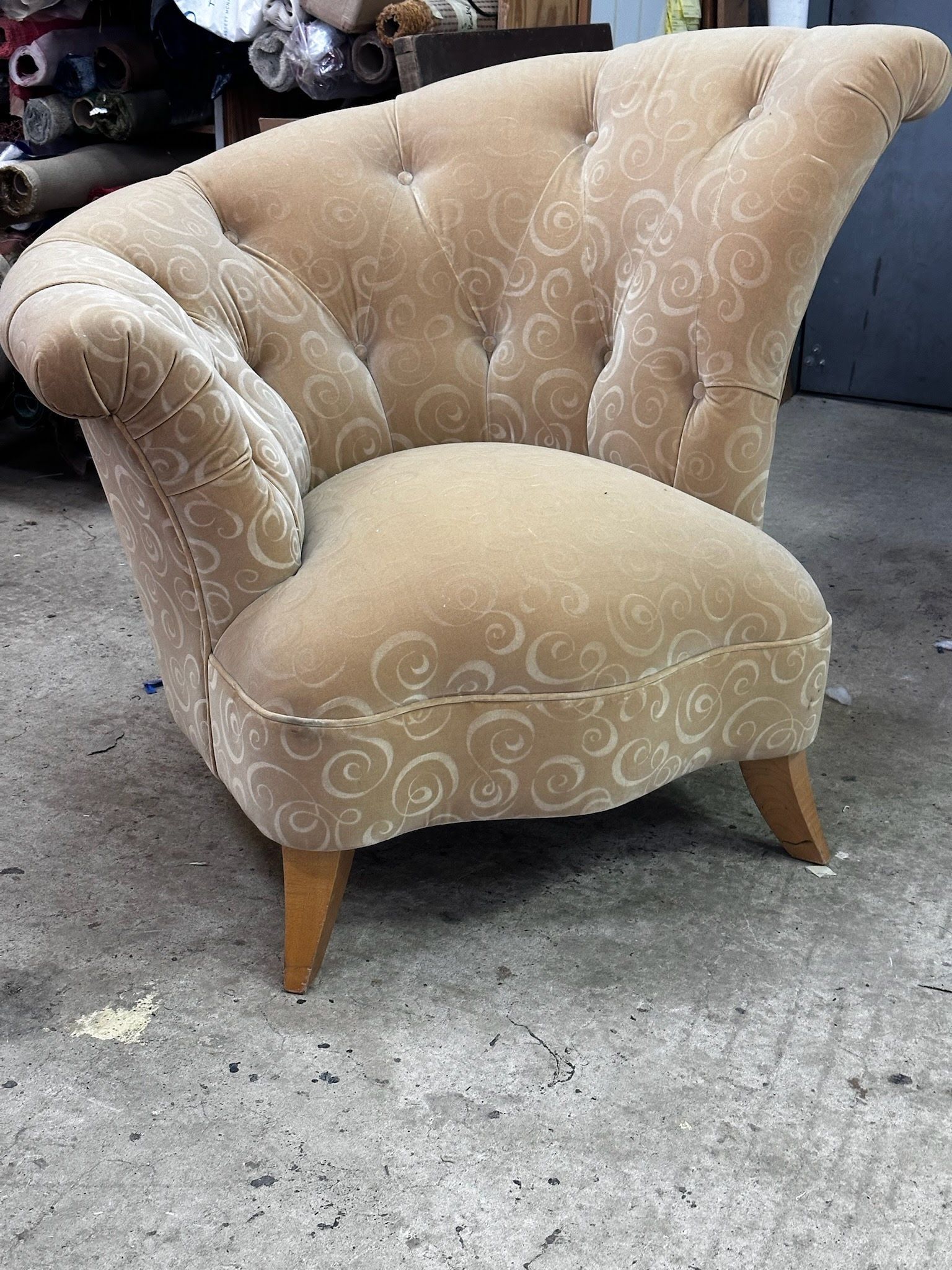 Custom Hollywood tufted chair — Mountainside, NJ — Maxwell's Furniture Restoration