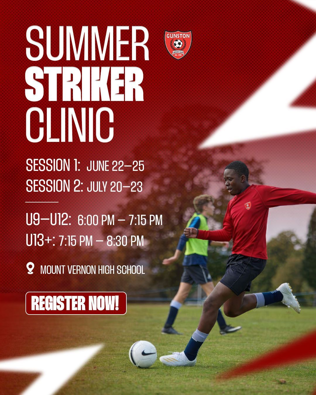 Flyer for Gunston Striker Clinic