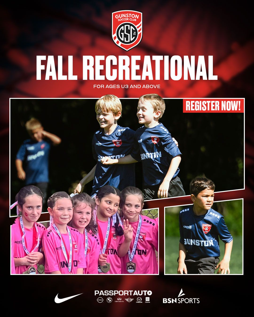 Flyer for the 2025 Fall Recreational Soccer Season for Gunston Soccer Club