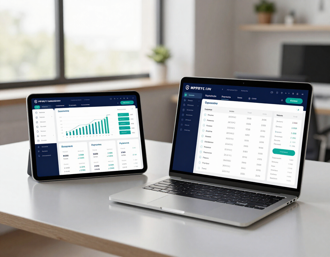 Owner portal financial dashboard on a laptop screen