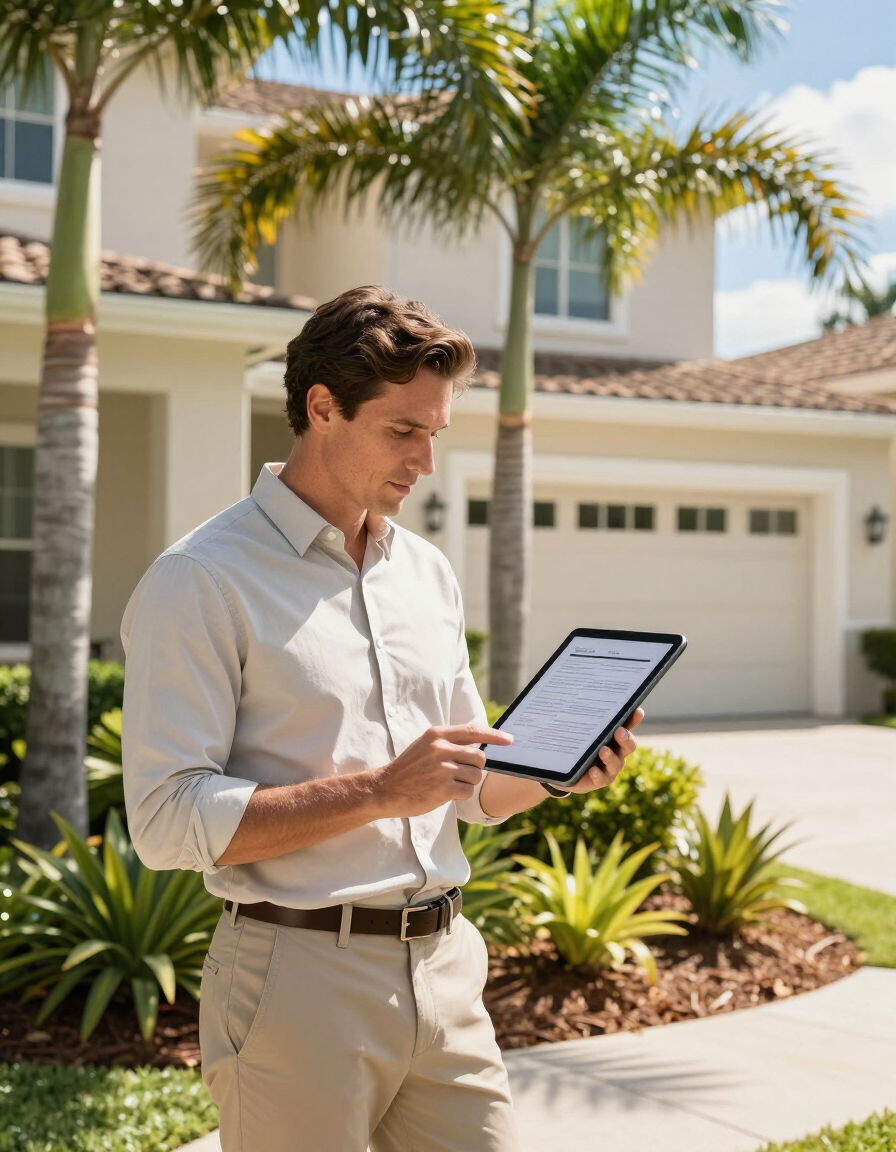 Flip Flop real estate professional reviewing property
