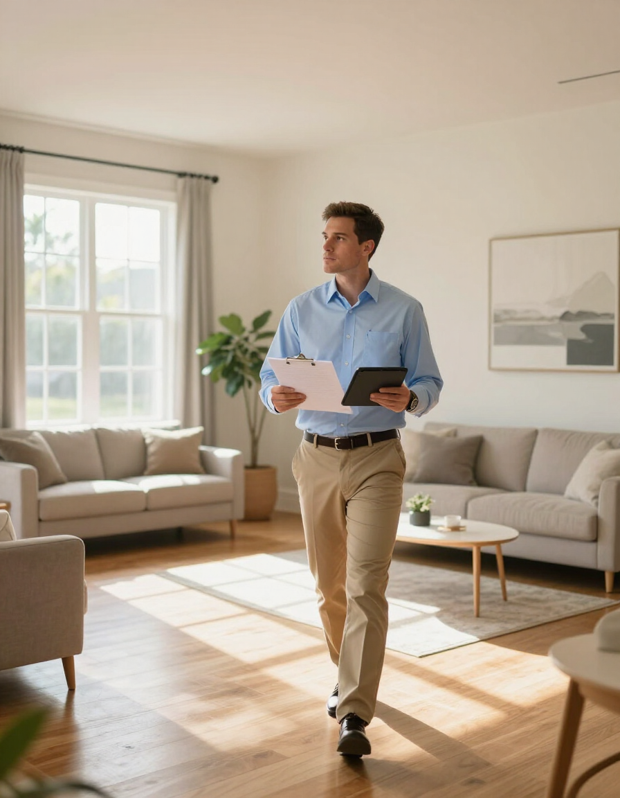 Property manager inspecting a Florida rental home