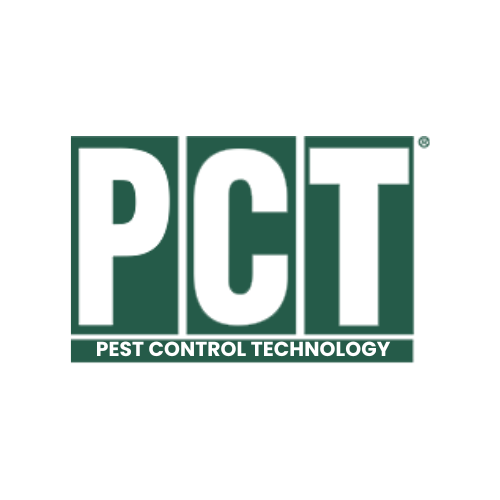 The logo for pct pest control technology is green and white.