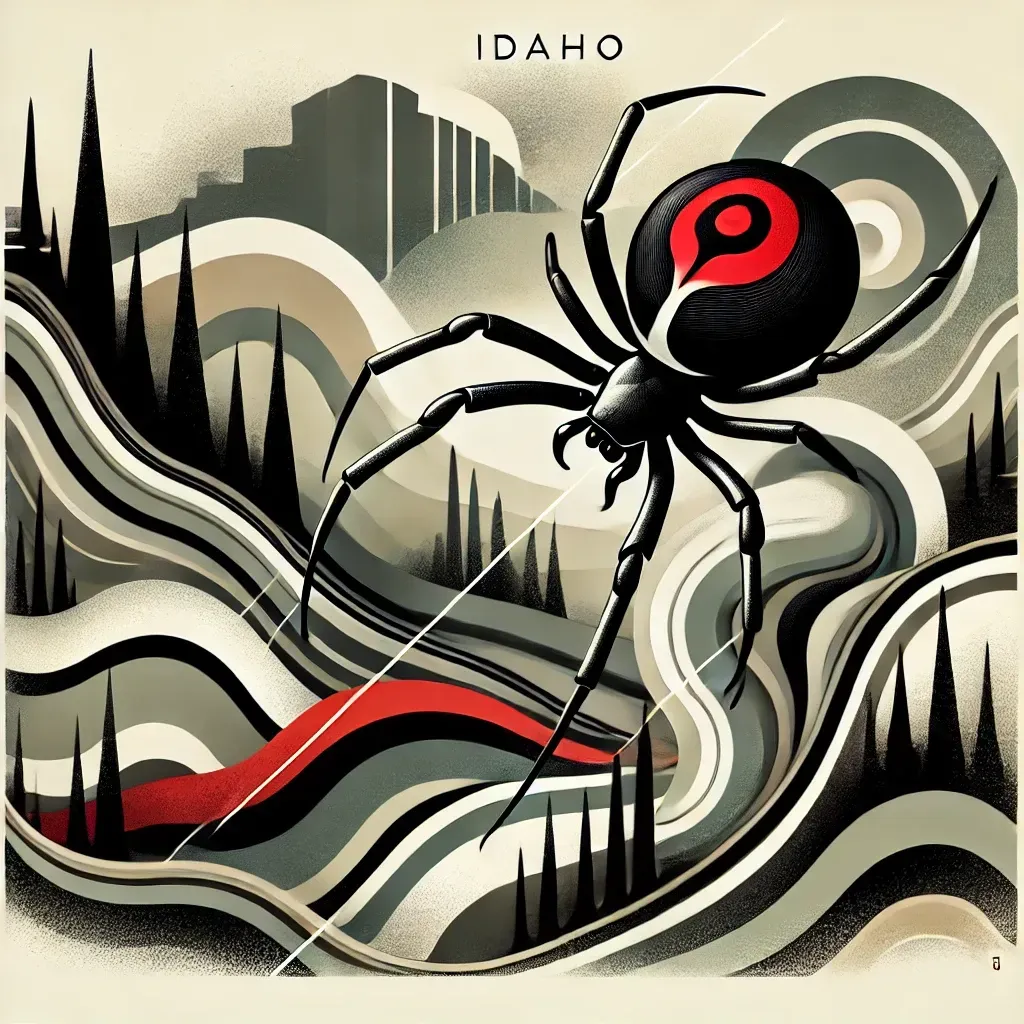 An illustration of a black widow spider in idaho