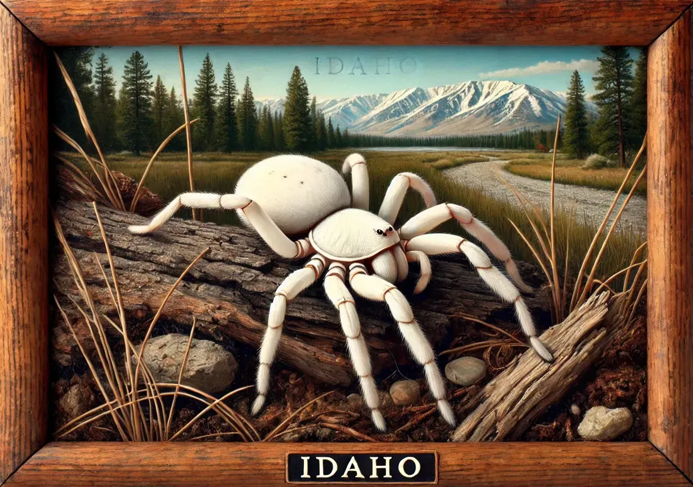 A painting of a white spider in idaho