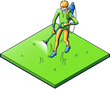 A man is spraying a lawn with a sprayer.